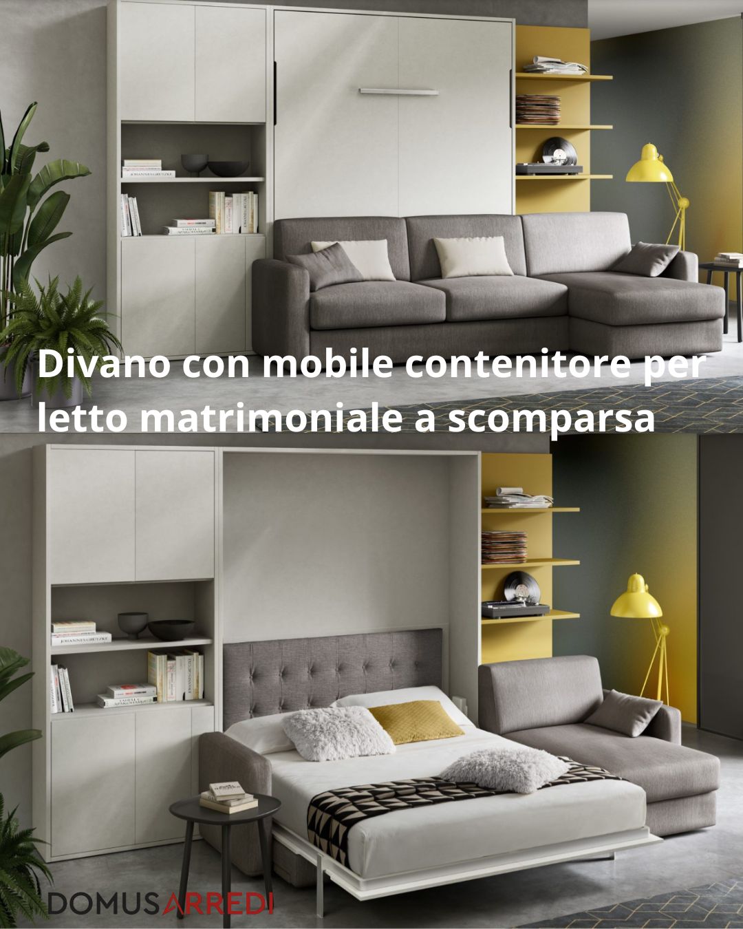 letto matrimoniale a scomparsa con divano